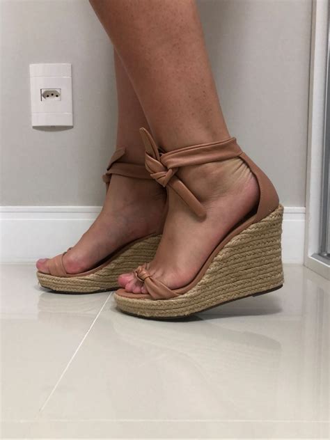Sandália Anabela Corda Nude Schutz Sandália Feminina Schutz Usado enjoei