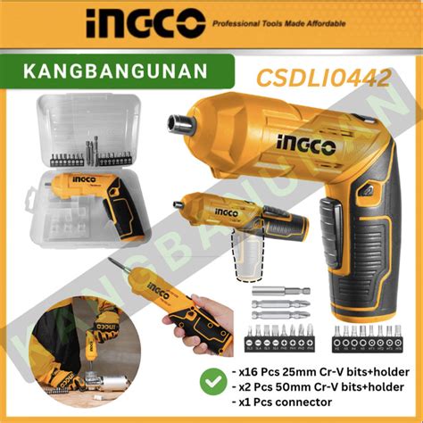 Jual Cordless Screwdriver 4v Set Ingco Csdli0442 Flexible Bor Obeng