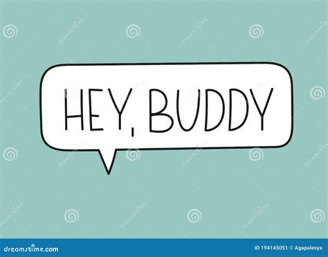 Hey Buddy Inscription Handwritten Lettering Illustrationblack Vector