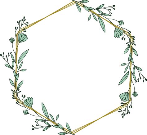 Gold Hexagon Frame Minimalist Floral Wreath Or Hexagon Floral Frame