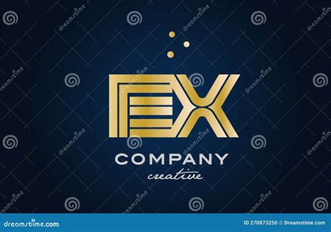 Gold Golden EX Combination Alphabet Bold Letter Logo With Dots Joined