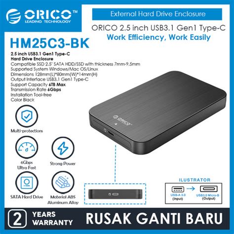 Promo Orico 25 Inch Usb31 Gen1 Type C Hard Drive Enclosure Hm25c3 Jakarta Utara Orico