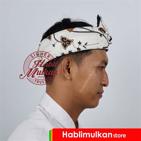 Jual Iket Kepala Tradisional Sunda Jawa Batik Pattern Putih Bukan