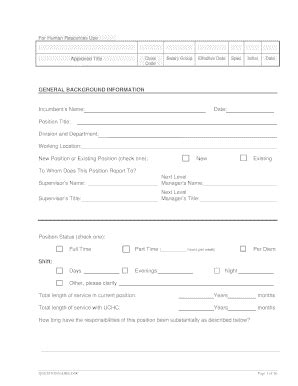 Fillable Online Uhp Position Information Questionnaire Fax Email Print