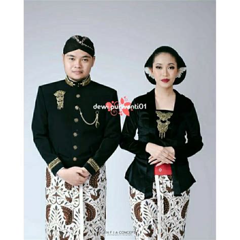 Jual Set Baju Prewedding Couplean Adat Jawa Motif Jarik Sidoasih Kecil