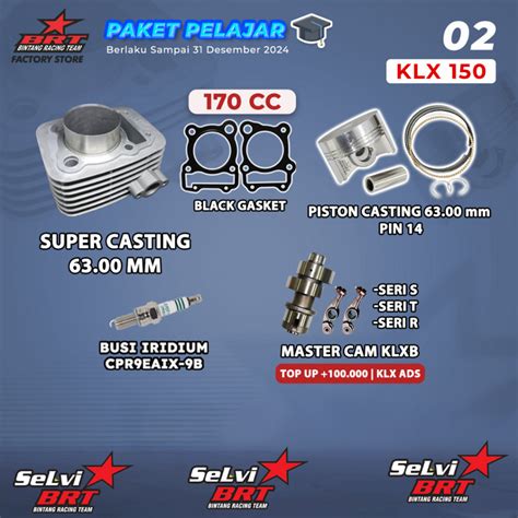 Jual PAKET BORE UP BRT KLX 150 DTRACKER 150 BLOK SET PISTON BUSI