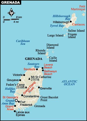 Grenada map CARIBBEAN - Country map of Grenada