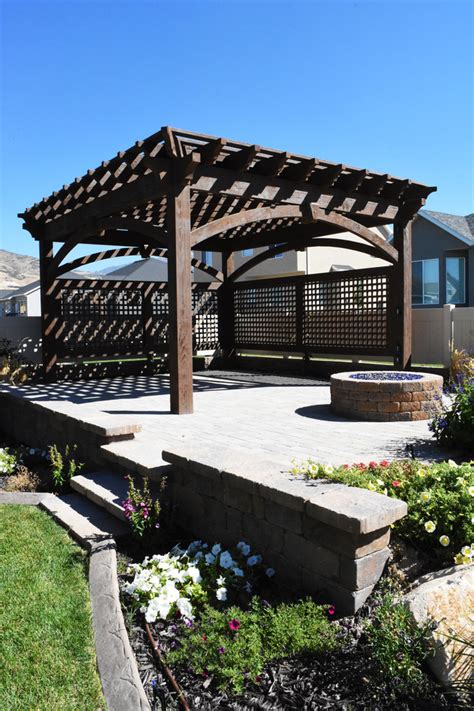 Pergola W Privacy Lattices Outdoor Power Timber Frame Garden Boxes