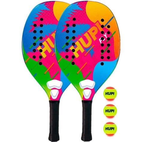 Kit De Beach Tennis Hupi Raquetes Fly Carbon K Bolas Pro