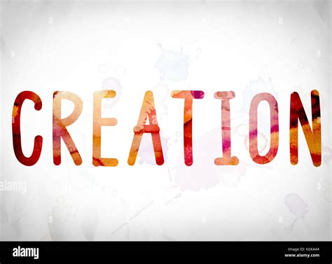 The Word Creation Written In Watercolor Washes Over A White Paper