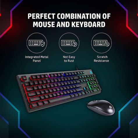 Hp Km F Wired Usb Gaming Keyboard And Mouse Combo With Metal Panel