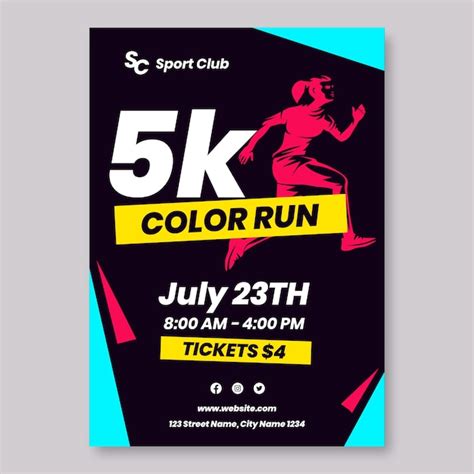 Free Vector Colorful Sport Club Color Run Flyer