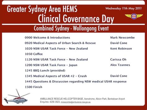 Next Clinical Governance Day Is At Wollongong Greater Sydney Area Hems