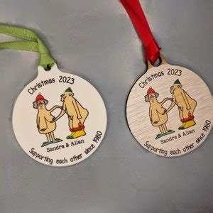 Personalised Naked Old Couple Bauble Funny Christmas Tree Decoration