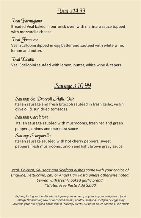 Lunch Special Menu Littleton, MA - Il Forno Restaurant & Catering