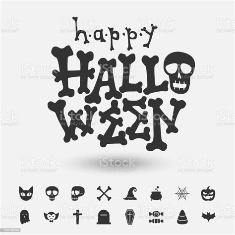 Happy Halloween Greeting Card And Icon Stock Illustration Download