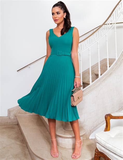 Vestido Midi Gl Ria Verde Musgo Verline