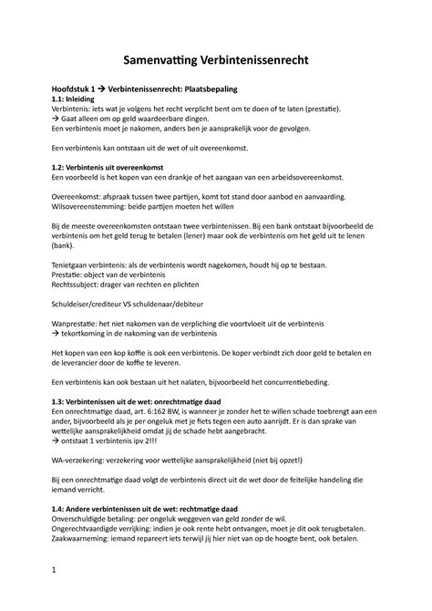 Samenvatting Verbintenissenrecht Samenvatting Verbintenissenrecht