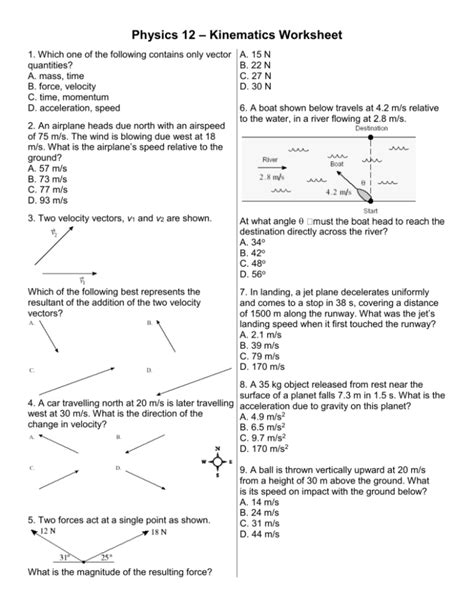 Physics Work Worksheet With Answers