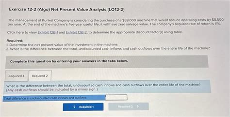 Solved Exercise Algo Net Present Value Analysis Chegg