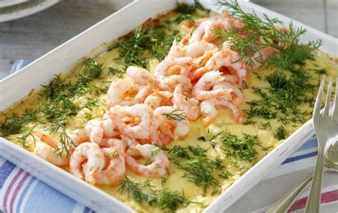 Lyxig fiskgratäng med räkor Fiskrecept Skaldjursrecept Nyttig mat