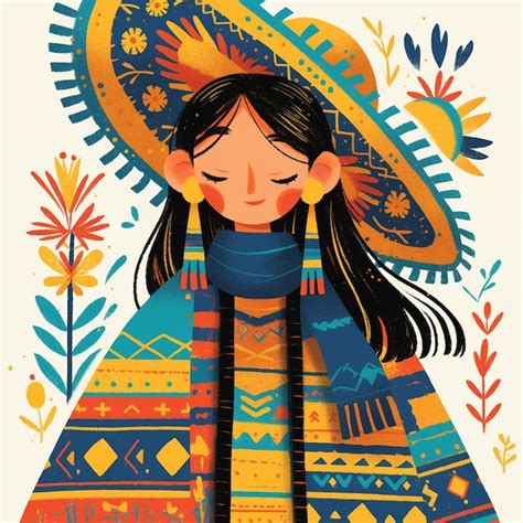 Premium Vector Peruvian Woman In Traditional Chullo Knitters Outfit