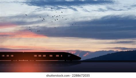 High Speed Train Silhouette Motion Sunset Stock Photo 2288672035 ...