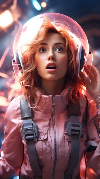 Premium Photo An Attractive Girl In An Astronauts Helmet And Space Suit Ai Portrait