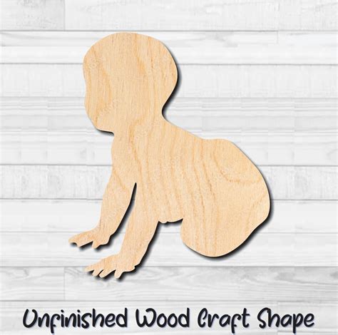 Baby Silhouette 1 Unfinished Wood Shape Blank Laser Engraved Cutout