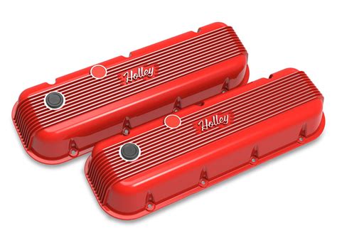 Holley 241 303 BBC Vintage Series Finned Valve Covers Holley Red