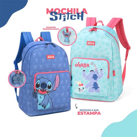 Mochila De Costa Stitch Disney Lilo Escolar Infantil Juvenil Feminino