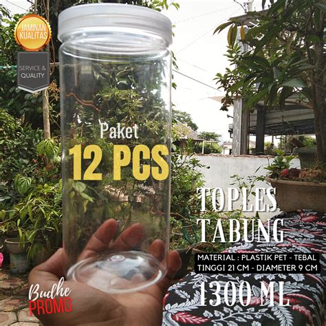 PAKET GROSIR 12 Pcs TOPLES TABUNG BULAT SILINDER JAR 800 Ml Topless