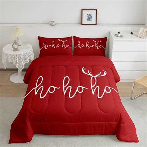 Merry Christmas Comforter Set Queen Hohoho Bedding Antler Santa Claus