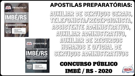 Apostilas Preparatórias Concurso Câmara de Vereadores de Imbé RS