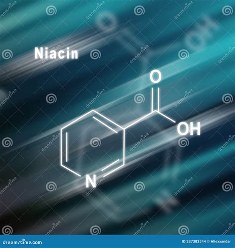 Niacin Nicotinic Acid Molecule Vitamin B3 Structural Chemical Formula