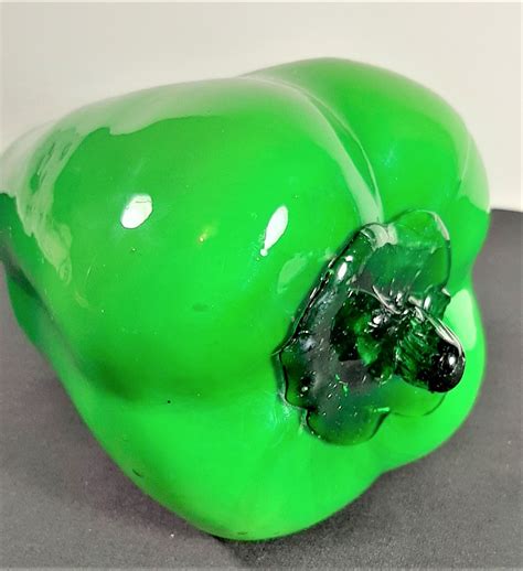 Glass Pepper Art Glass Green Pepper Hand Blown Glass Green Etsy