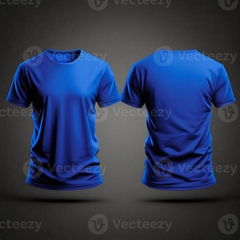 Mockup of a blank royal blue tshirt front and back isolated on white ...