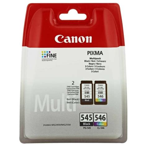 CANON PG 545 CL 546 Czarny 8ml Kolorowy 9 ml 8287B005 Zestaw tuszów