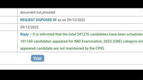 SSC IMD Scientific Assistant Official Attendance Reply RTI Reply IMS