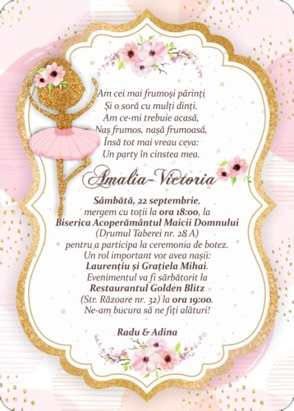 Asiris Solutions Invitatii Botez Deosebite Balerina Glitter