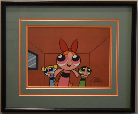 Cartoon Network Production Cel Powerpuff Girls Featuring Buttercup Blossom And Bubbles 1998