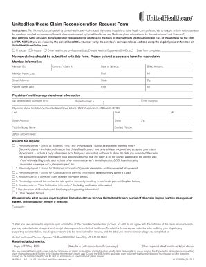 Uhc Reconsideration Form Pdf Fill Online Printable Fillable Blank