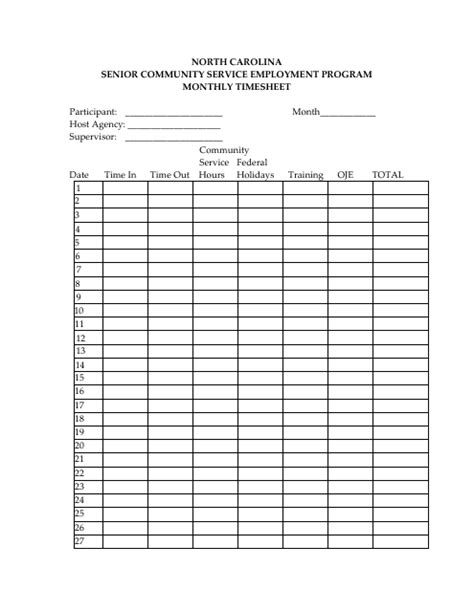 Community Service Timesheet Template Prntbl Concejomunicipaldechinu