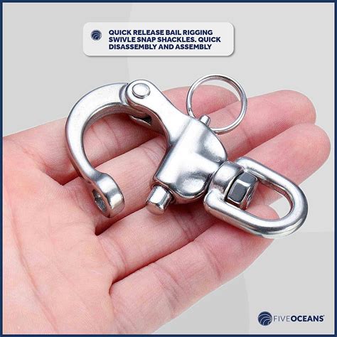 Five Oceans Swivel Eye Snap Shackle Pack Marine Grade