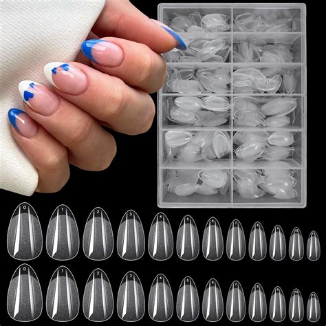 Loveourhome 600pc Almond Gel X Nail Tips Short Fake Nails Clear Xs False Nail Tips