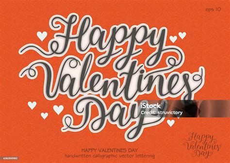 Vector Festive Handwritten Inscription Happy Valentines Day Stock