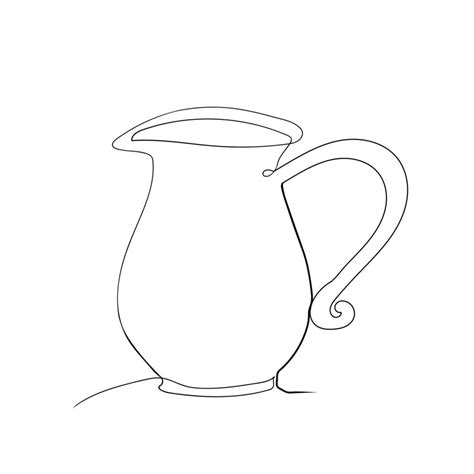 jug line art drawing style, the jug sketch black linear isolated on white background, the best ...