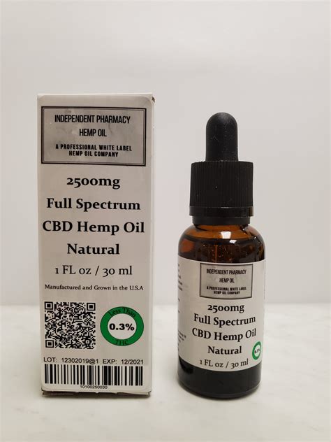 Oral Cbd Full Spectrum 2500mg 30ml Independent Pharmacy Hemp Oil Llc