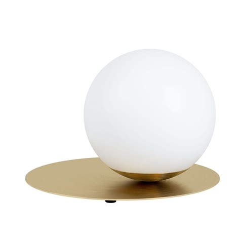 Eglo Arenales 8 In 1 Light Brushed Brass Table Lamp With White Opal Glass Shade And On Off