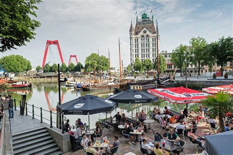 Old Harbour Rotterdam Historical Site With Modern Terraces